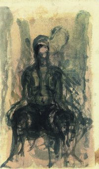 Sitzend, Aquarell auf Papier, 37,5 x 29,5 cm, 1980