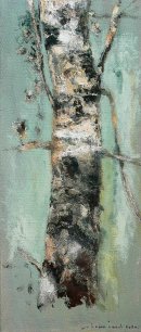 Birke 1, Öl auf Leinwand 2020, 70 x 30 cm