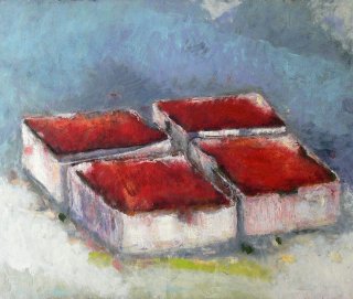 Pigmänte Kästchen , Öl auf Leinwand 2026 , 100 x 120 cm