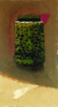 Glas mit Oliven, Öl auf Leinwand, 100 x 55 cm, 2010