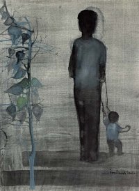 Frau mit Kind, Aquarell, 53 x 39 cm. 2005