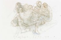 Menschengruppe, Bleistift - Pastellkreide auf Papier, 40 x 60 cm. 2013